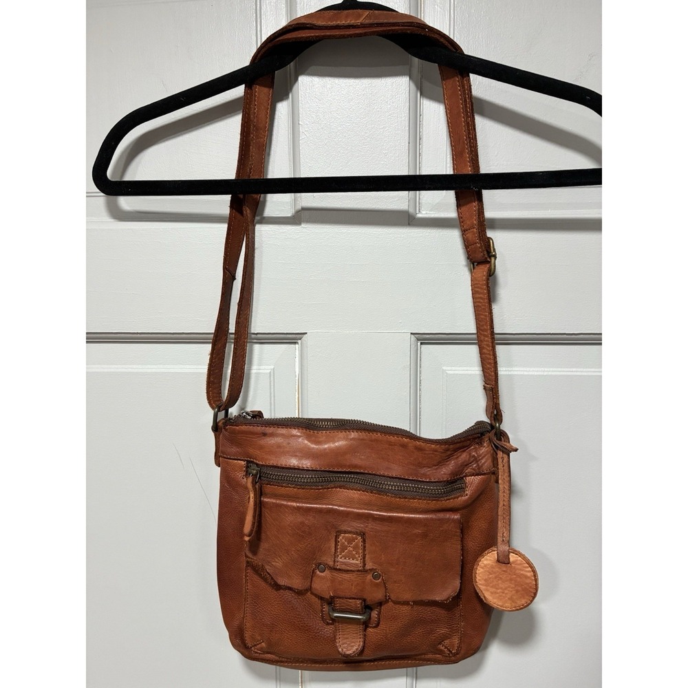 Harbour 2nd Brown Genuine Leather Distressed Hazel Crossbody Messenger Bag Purse
